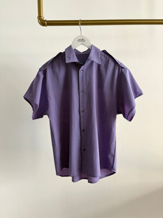 Formal Shirt Oversized Short Arm Blue Stripes
