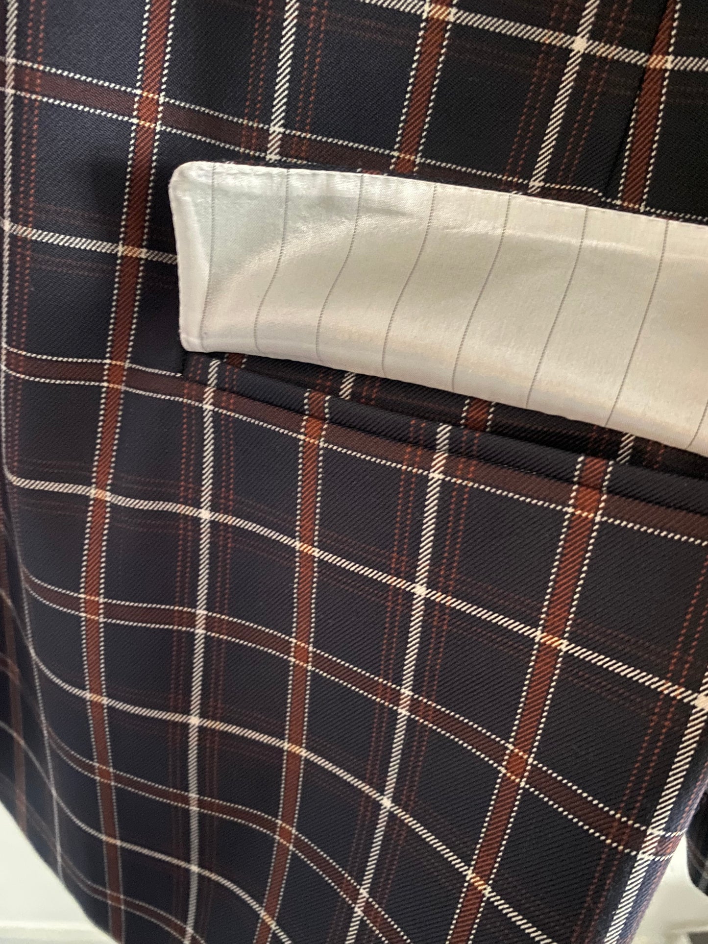 Oversized Blazer marine-braun kariert