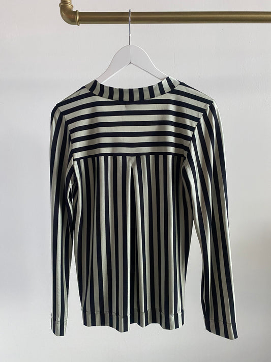 Shirt Blouse V-Cut Silver Stripes