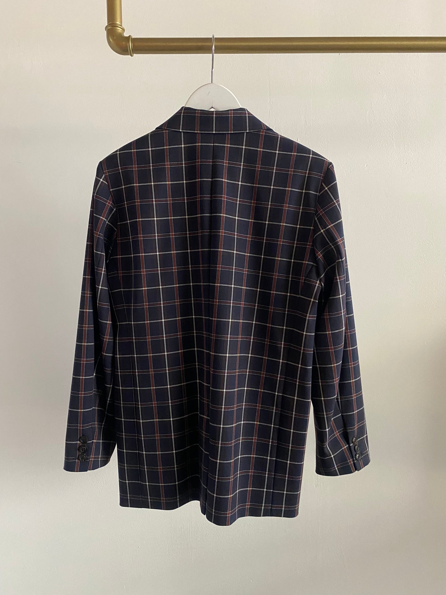 Oversized Blazer marine-braun kariert