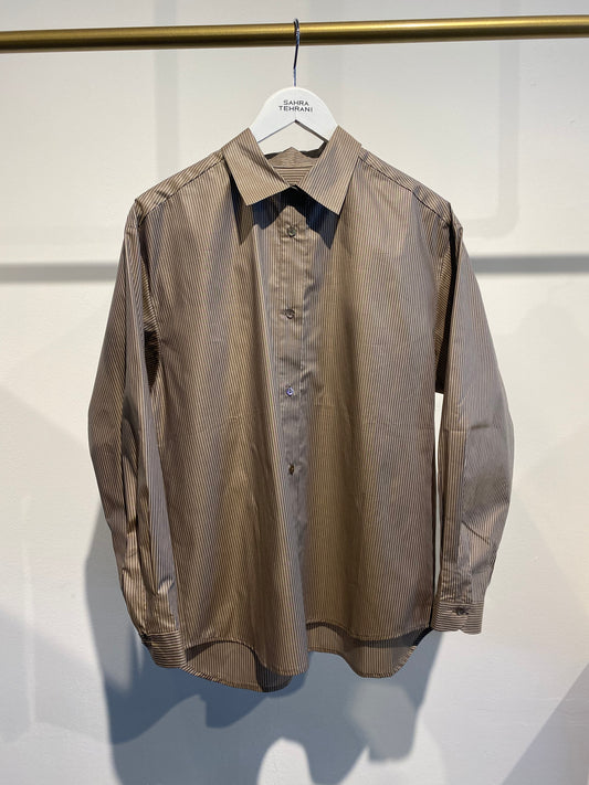 Formal Shirt Oversized Unisex Brown White Stripes