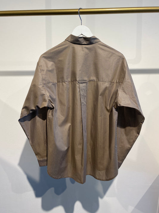 Formal Shirt Oversized Unisex Brown White Stripes