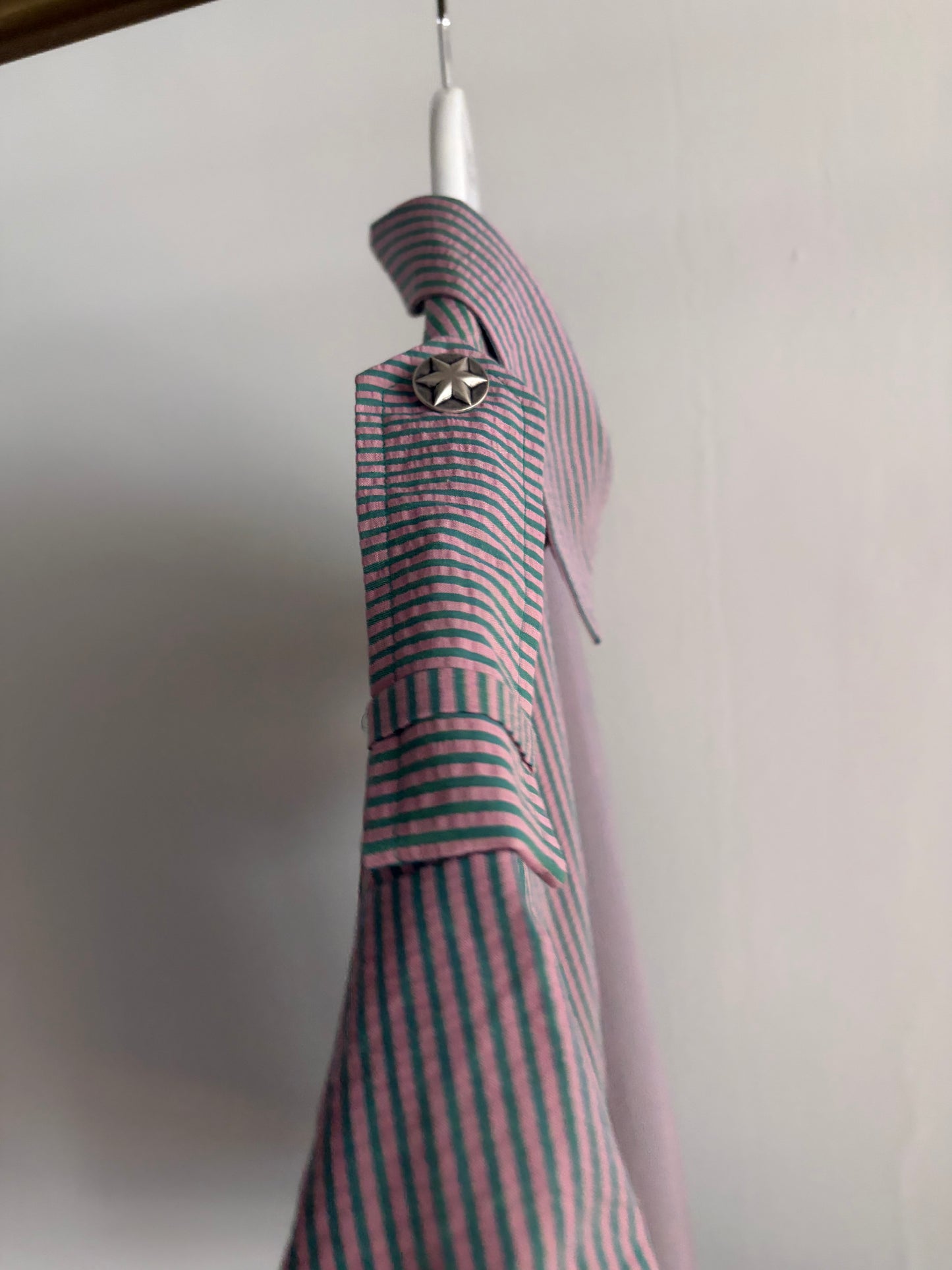Formal Shirt Oversized Short Arm Green Stripes