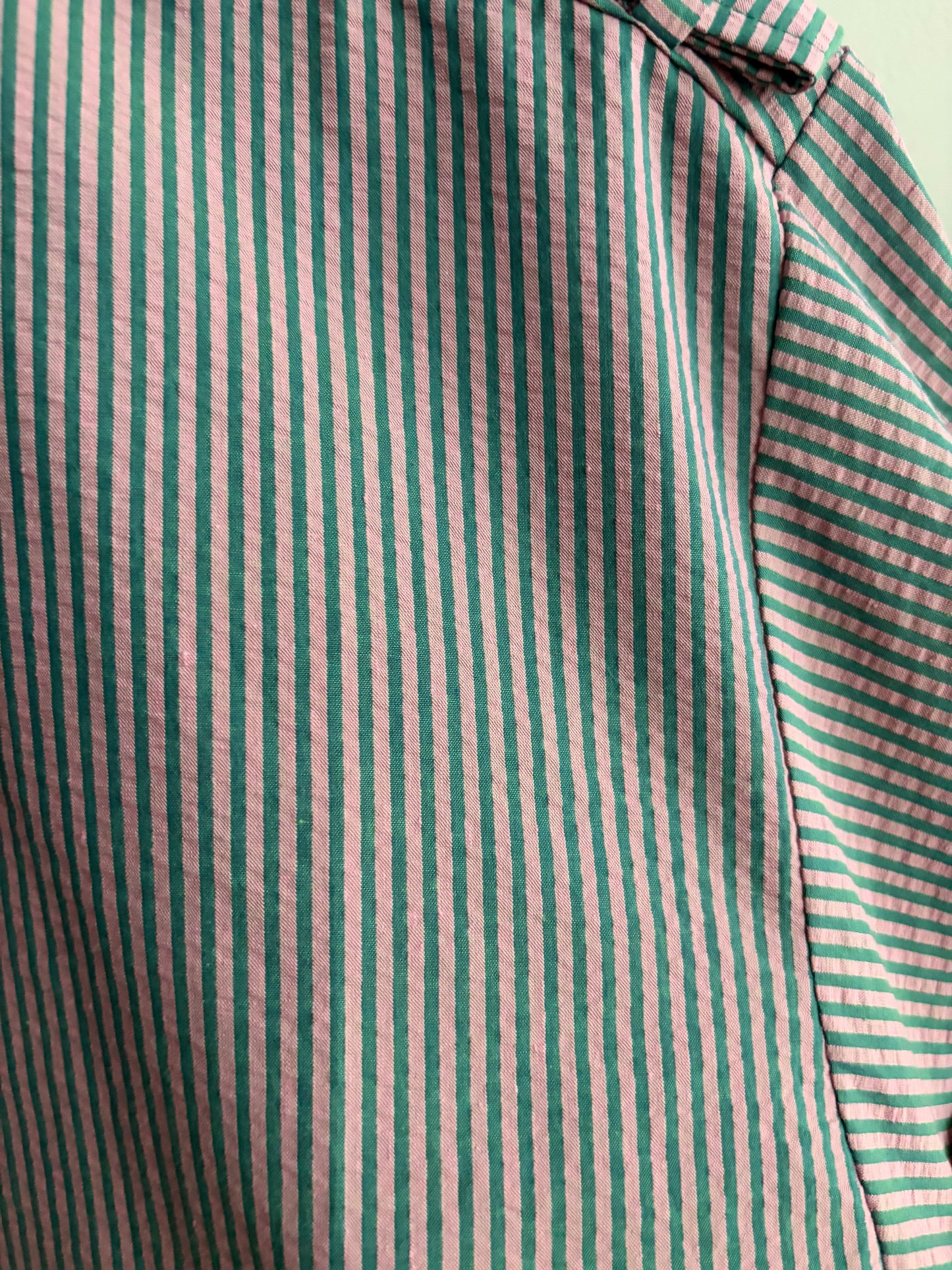 Formal Shirt Oversized Short Arm Green Stripes